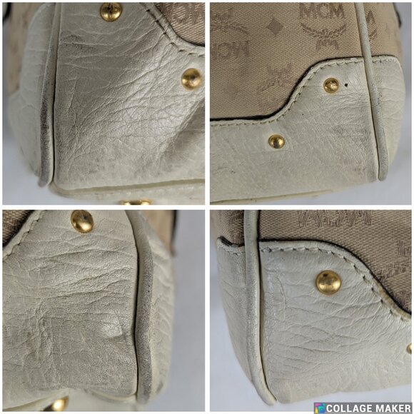 MCM Munchen Visetos Coated Canvas Bowler Monogram Beige Top Handle Charm BAG - Picture 12 of 16